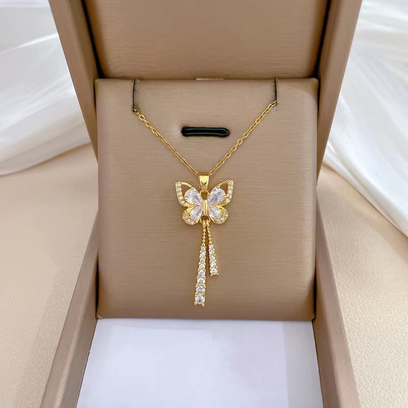 Luna Bloom Butterfly Tassel Necklace – Grace in Every Glimmer