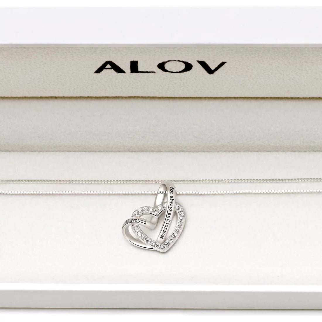 Jewelry Collar De Plata Esterlina Con Corazón De Amor De Circonia Cúbica "Te Amo Por Siempre Y Para Siempre"