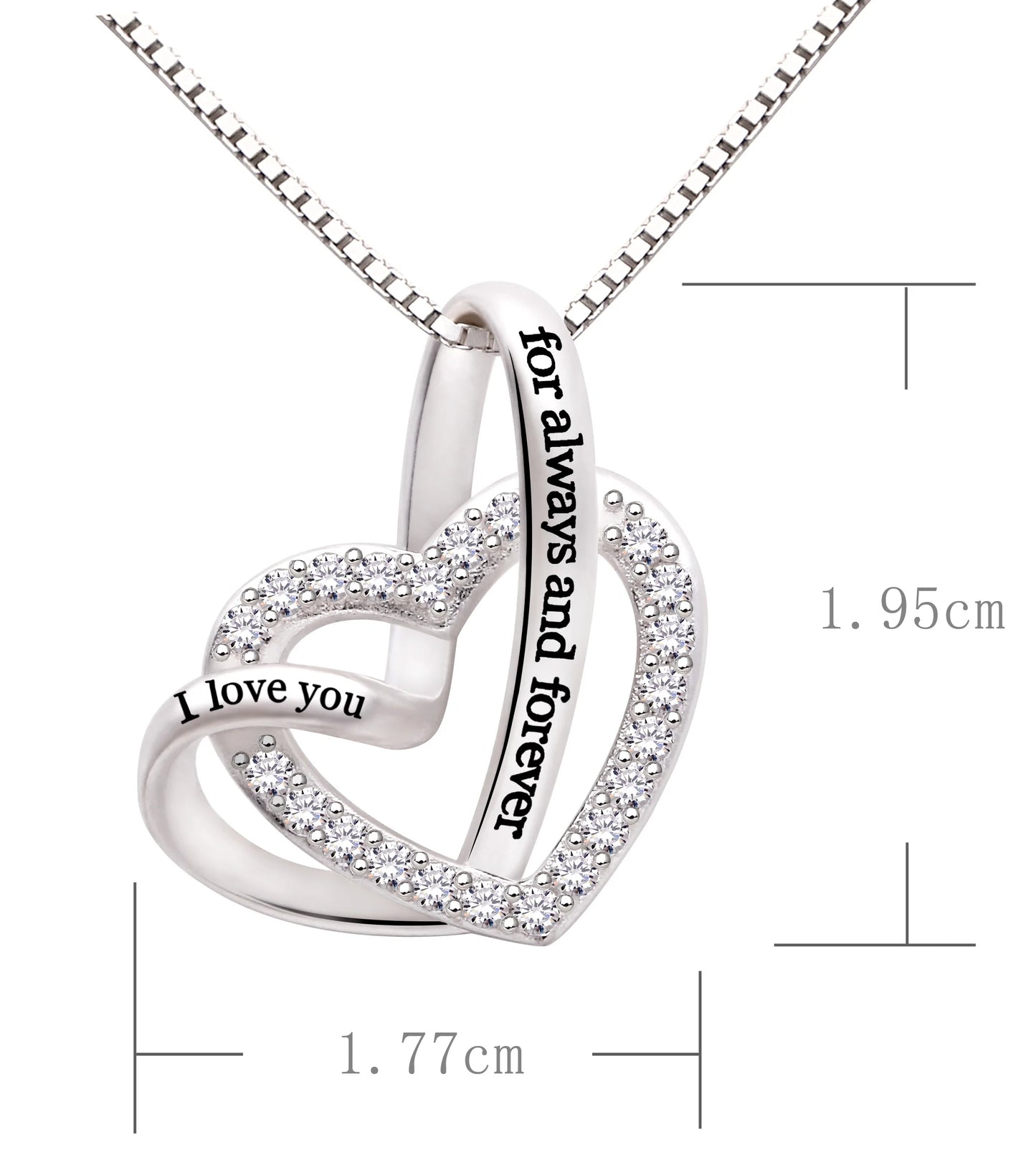 Jewelry Collar De Plata Esterlina Con Corazón De Amor De Circonia Cúbica "Te Amo Por Siempre Y Para Siempre"
