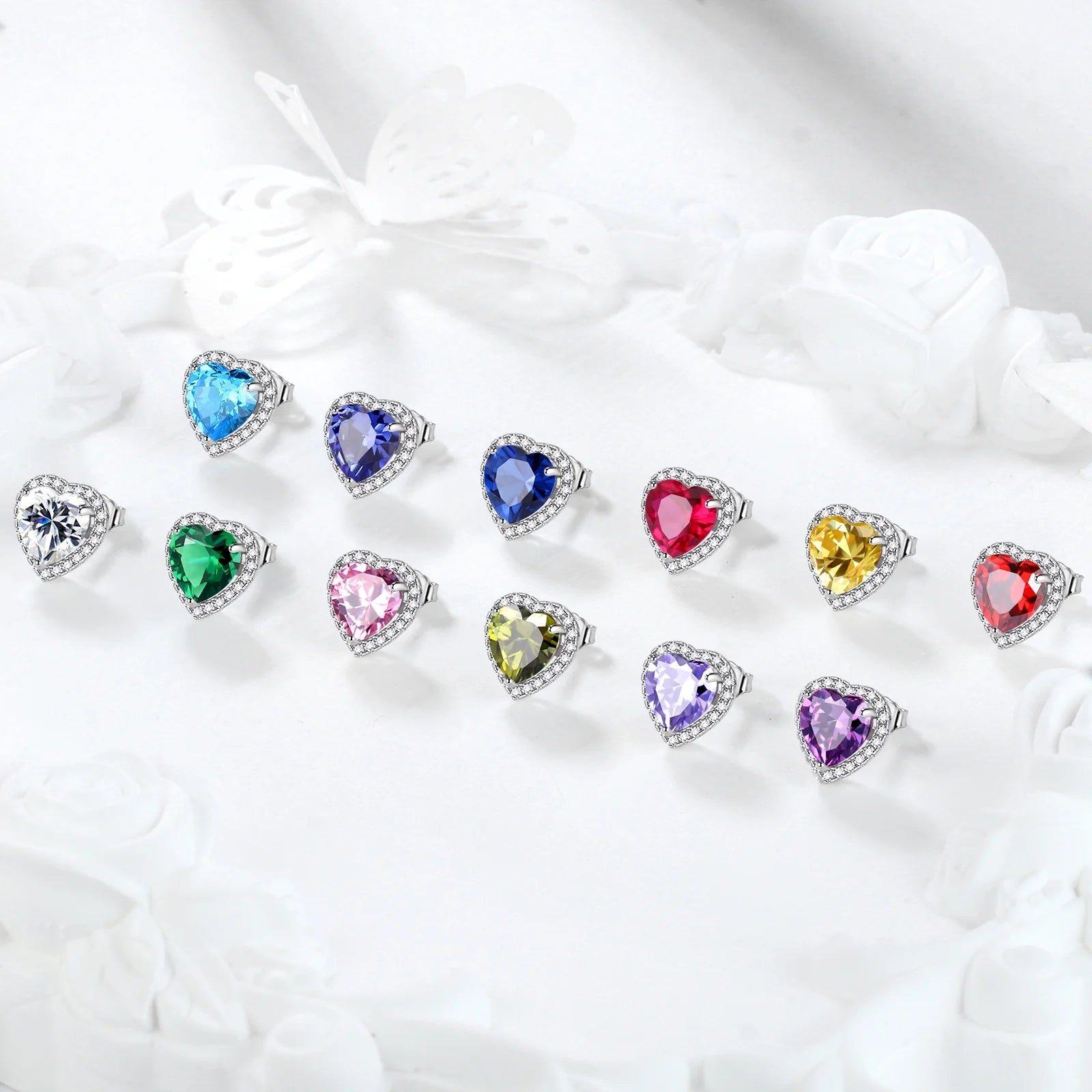 Heart Jewelry Sets Women Diamond April Birthstone Jewelry Set Necklace Earrings 925 Sterling Silver Fine Jewelry Valentines Birthday Mother'S Day Gift for Her