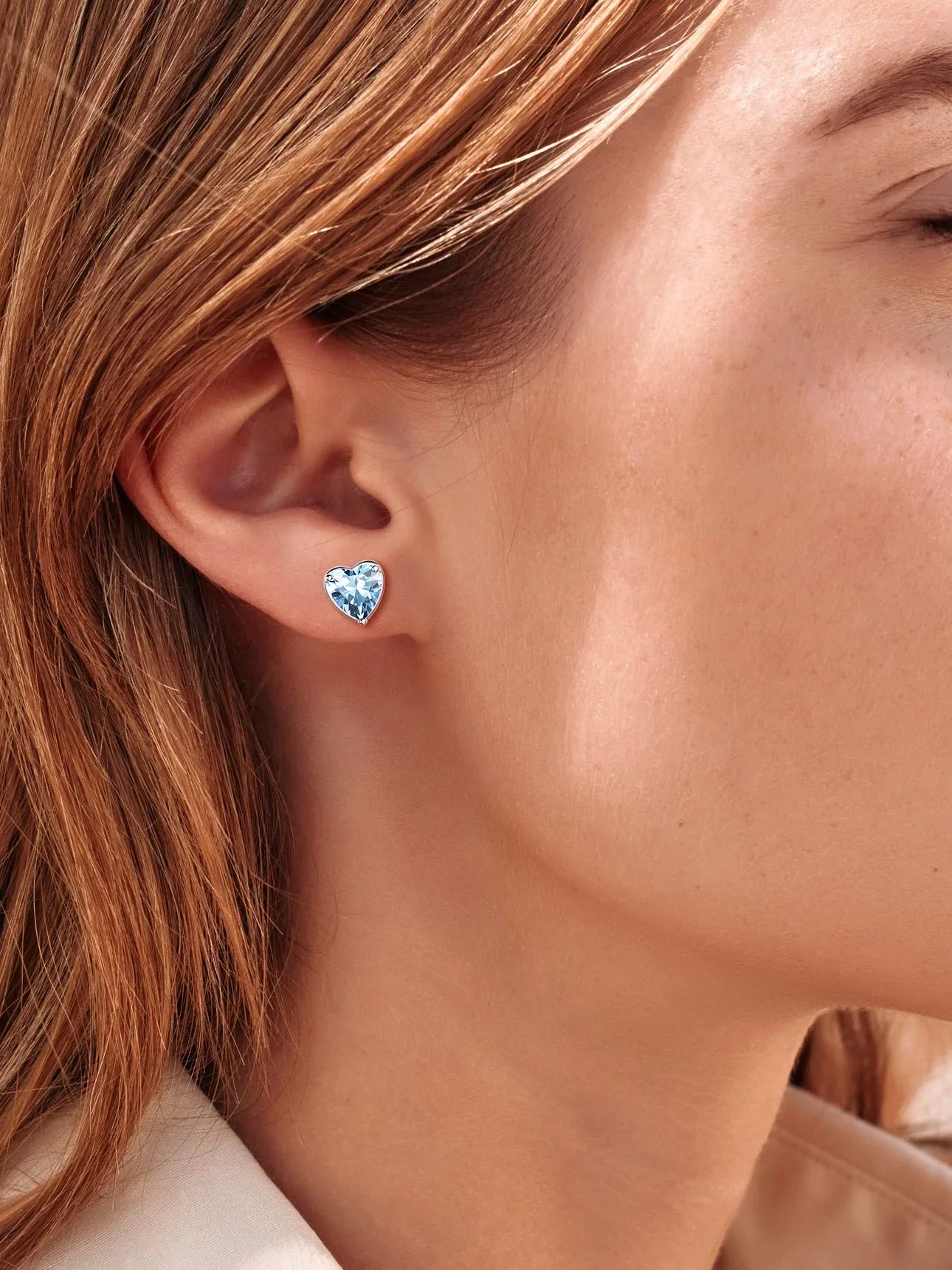Aretes De Plata Para Mujer Aretes De Botón De Corazón De Plata Esterlina 925 Con Piedra De Nacimiento Regalo De Joyería De Cumpleaños