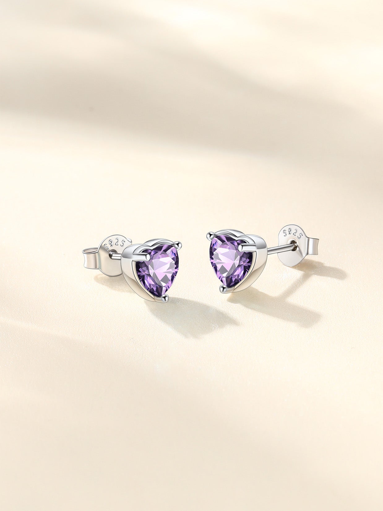 Aretes De Plata Para Mujer Aretes De Botón De Corazón De Plata Esterlina 925 Con Piedra De Nacimiento Regalo De Joyería De Cumpleaños