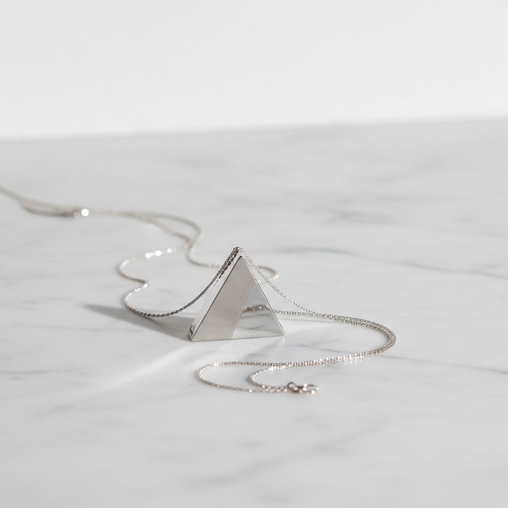 Silver Horizon Triangle Pendant Necklace