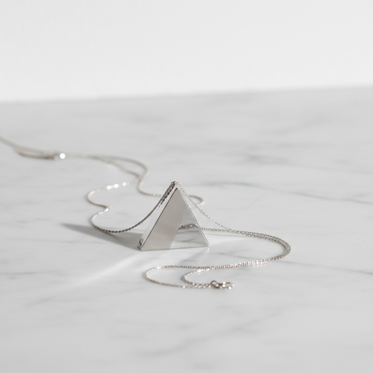 Silver Horizon Triangle Pendant Necklace